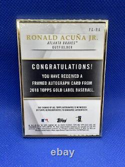 Ronald Acuna Jr. 2018 Tops Gold Étiquette Rookie Gold Framed Auto Rc Card