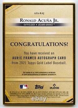 Ronald Acuna Jr 2021 Topps Gold Label Auric Encadré Autographe Ssp /25 Braves