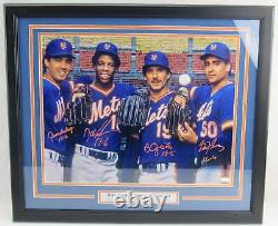 Rotation des Mets de 1986 signée Gooden Ojeda Darling Fernandez Encadrée Photo 16x20 JSA