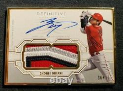 Shohei Ohtani /10 Topps Definitive 2020 Gold Framed Game Used 4 Color Patch Auto