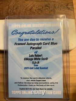 Topps Gold Label 2020 Luis Robert Framed Auto Blue Parallel #/50 Redemption Rc