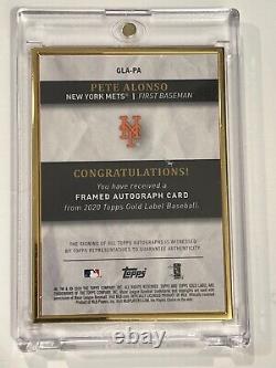 Topps Gold Label 2020 Pete Alonso Framed Rookie Black Auto /75 Rc Rookie Ny Mets