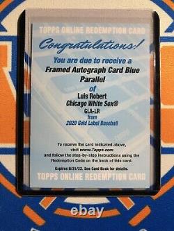 Topps Gold Label 2020 Redemption Blue Parallel Framed Autograph Luis Robert Rc