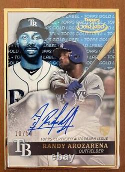 Topps Gold Label Auto Randy Arozarena #10 /50 Rc Tampa Bay Rays Framed Blue 2020