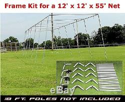 Trapèze Batting Cage Kit Frame 12' X 12' X 55' Heavy Duty Baseball / Softball