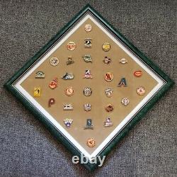 Vintage Major League Baseball Framed Souvenir Pin Set 30 Pins Mlb Collector