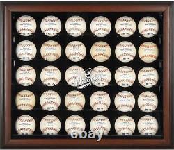 Vitrine encadrée marron pour 30 balles avec logo des Orioles