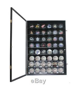 Wall Display Case Cabinet 48 Tenir Baseball, Cubes, Hockey Pucks