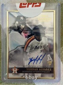 Yordan Alvarez Encadré Autographe Rookie 2020 Topps Étiquette Or